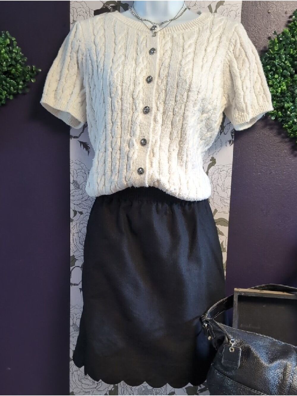J. Crew Black Cotton A-Line Skirt with Scalloped Edge - Picture 6 of 7